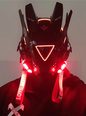 朋克风机车男女个性发光模特摩托头盔演出机器人头套天线科技头套