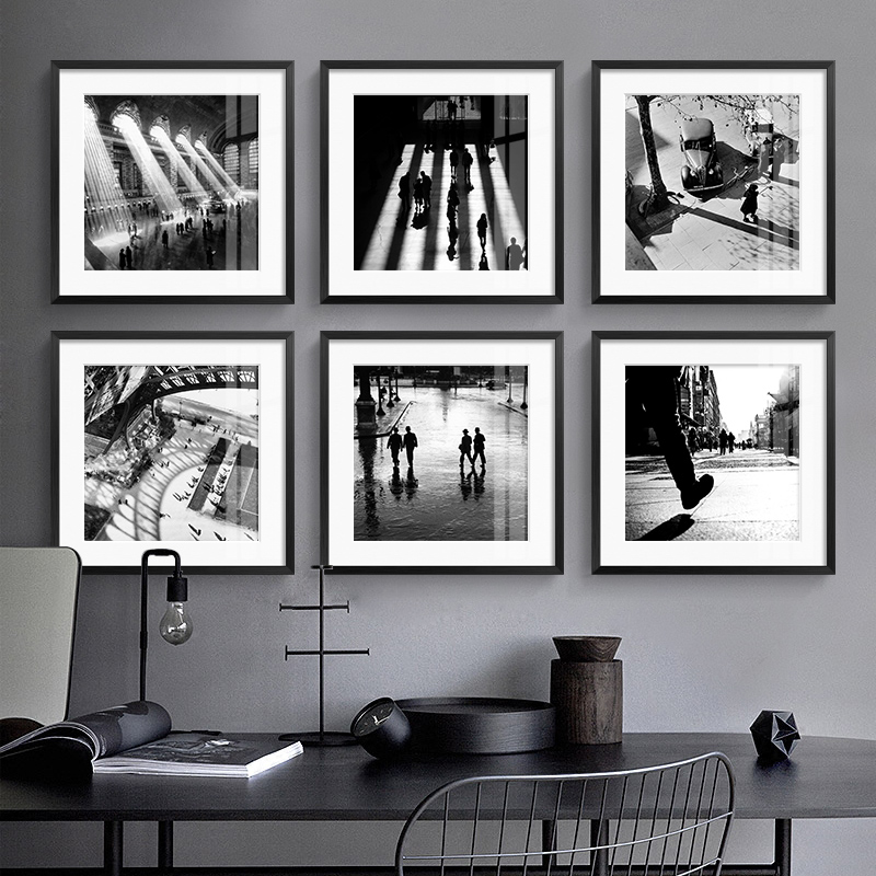 巴黎怀旧街景装饰画黑白老照片艺术建筑酒店高端沙发办公室晶瓷画