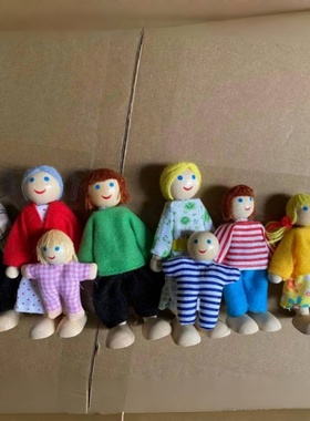 厂家直销过家家人偶木制跨境儿童木质娃娃玩具过家家关节玩偶