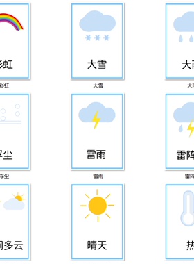 气象标志早教玩具幼儿园教具认知天气符号预报图标气象卡看图识字