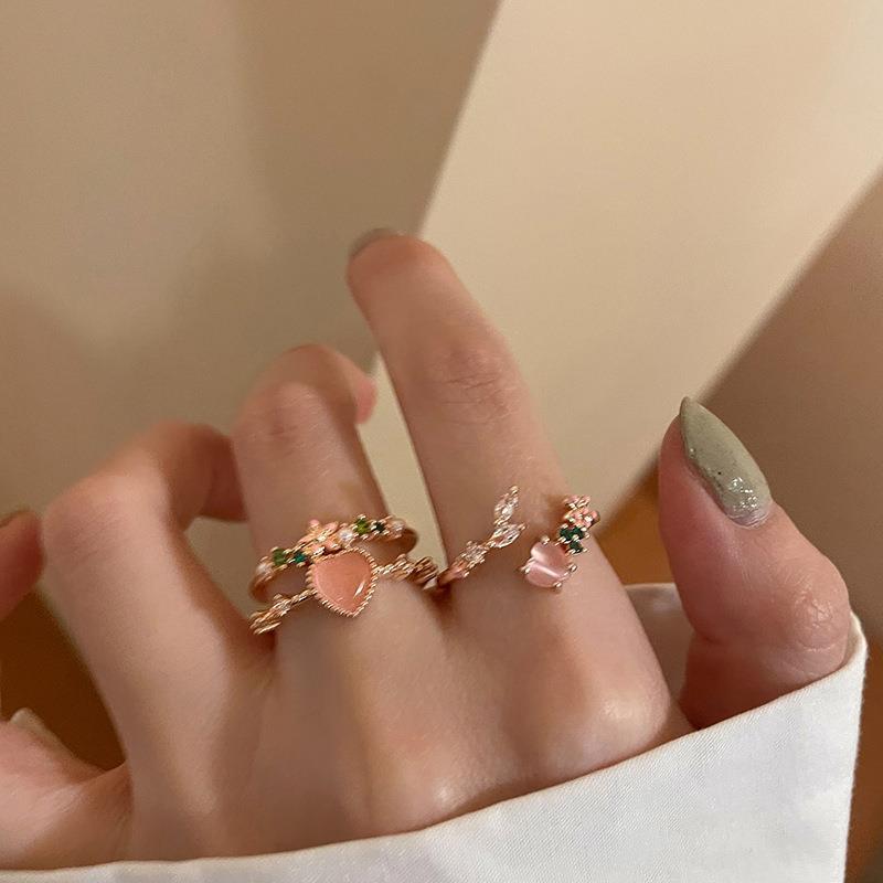 Simple Index Finger ring Adjustable Pink Diamond girl Rings