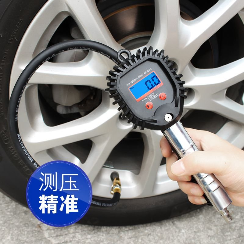 加气轮子电子充气置高打胎压计内N数显气压表监测器轮胎汽车。