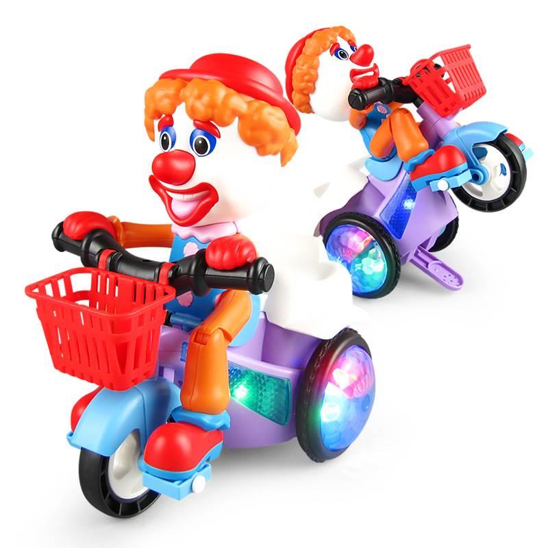 男童女孩大头娃娃炫舞特技三轮车摩托车儿童玩具有声会动音乐发光