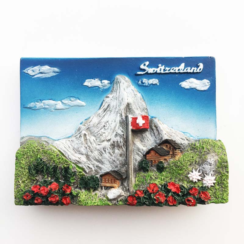 欧洲脊梁瑞士少女峰立体风景旅游纪念品磁力冰箱贴收藏装饰伴手礼
