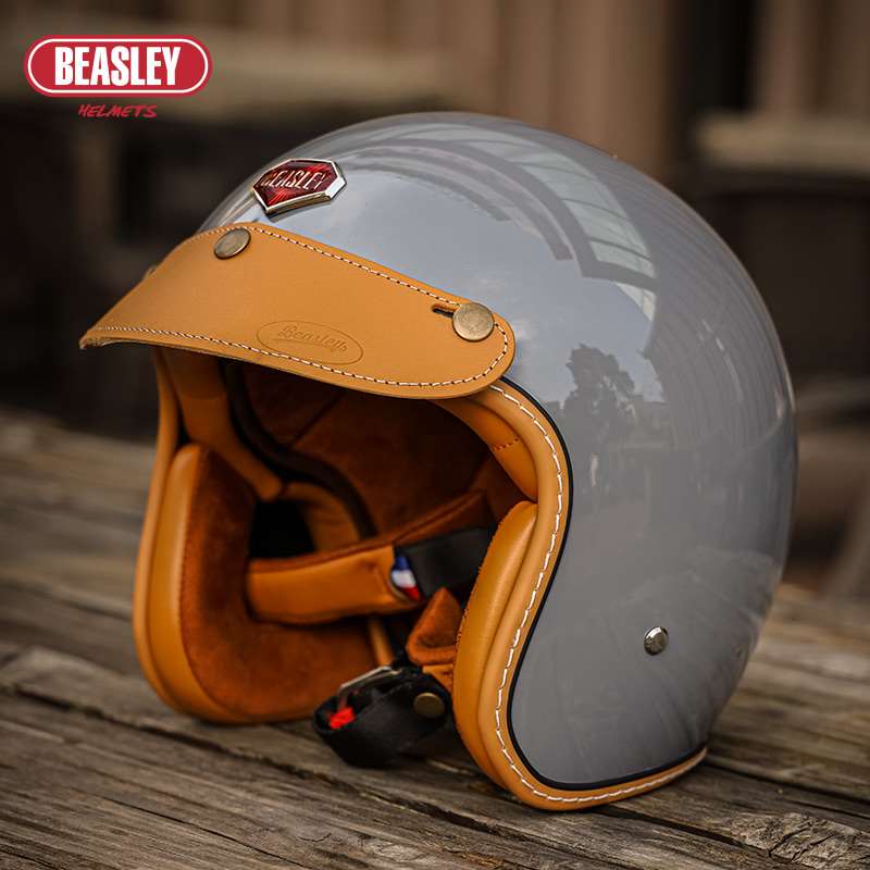 正品BEASLEY比斯力复古机车电动摩托车头盔男女四分之三盔3C认证