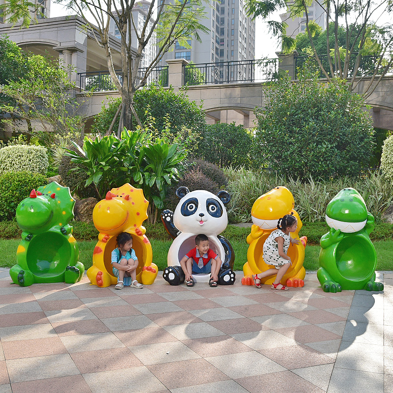 户外卡通动物玻璃钢坐凳雕塑座椅摆件幼儿园林景观装饰恐龙休闲椅
