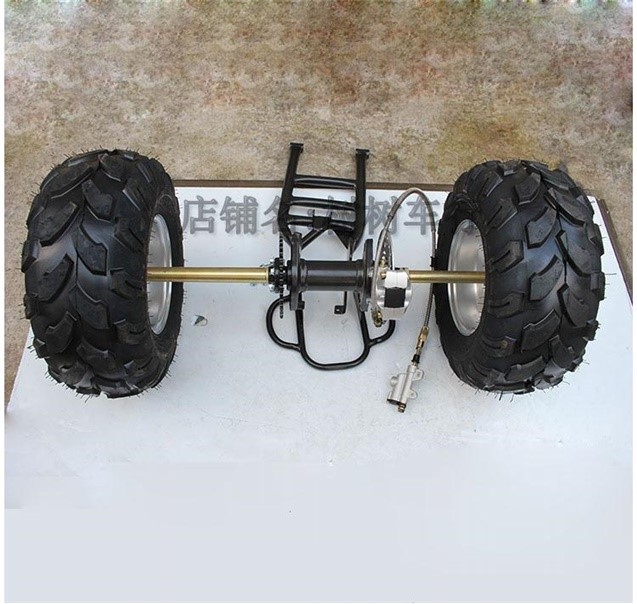 DIY自制卡丁车沙滩车悬挂后轴两轮摩托车改装三轮后桥加长后叉8寸