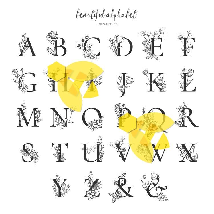 婚礼LOGO英文字母花朵创意时尚简约头像店标头像海报AI设计素材