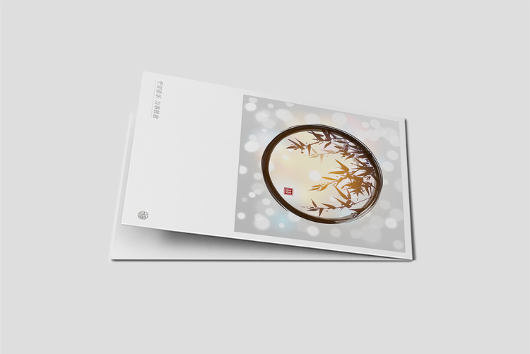 kp523中式抽象图案绘画迷你小贺卡明信片留言售后邀请卡