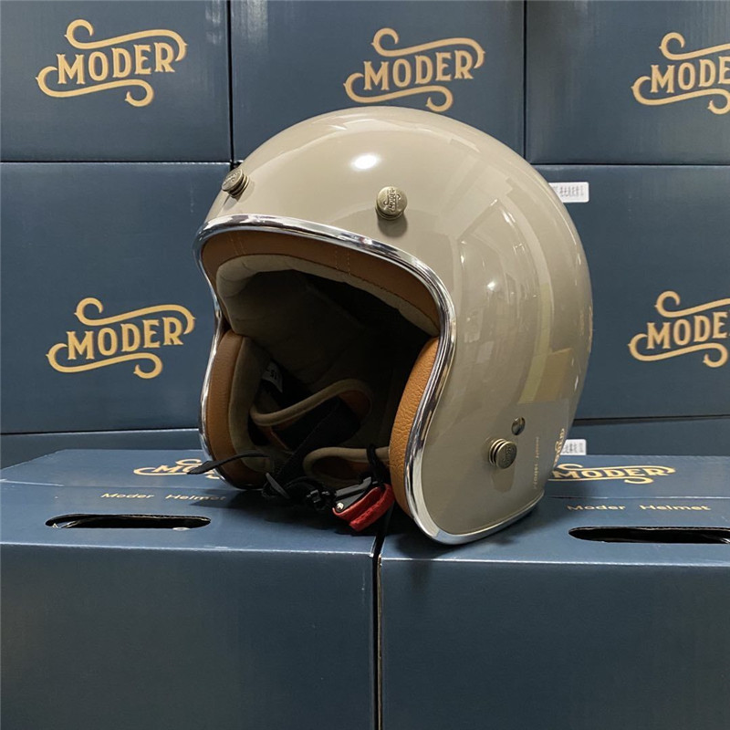 新现货台湾MODER复古哈雷维斯帕姜戈电动摩托车踏板男女头盔3/4半