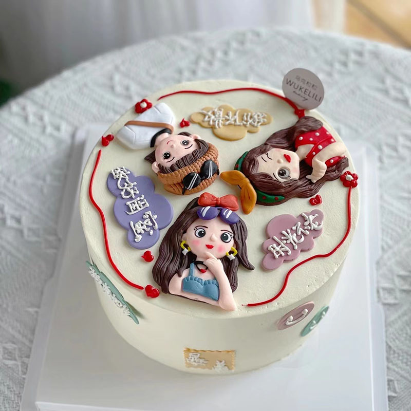情人节烘焙蛋糕装饰父子母女情侣软陶插件儿子女儿生日蛋糕插牌