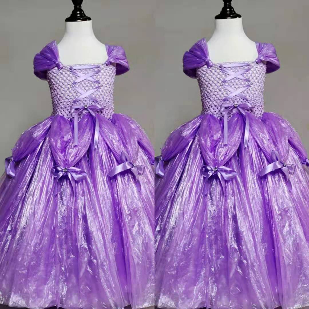 女孩塑料袋环保衣服diy创意模特时装秀走秀苏菲亚公主裙亲子表演