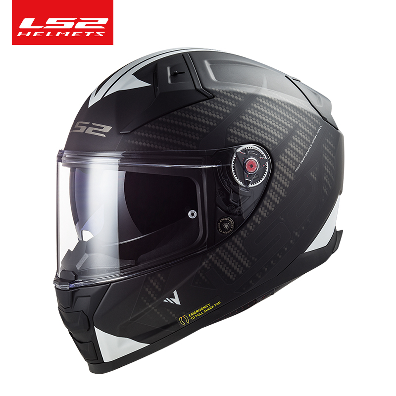 正品LS2碳纤维头盔男摩托车防雾双镜片全盔女四季机车跑盔夏季FF8