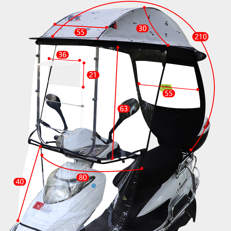 新款2020加厚两轮电动摩托车挡雨棚蓬 电瓶踏板助力遮阳伞 防风罩