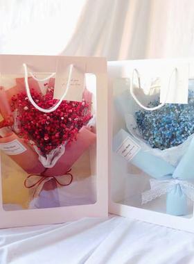 长方形 正方形 透明开窗手提袋鲜花花束生日礼物包装橱窗袋礼品袋