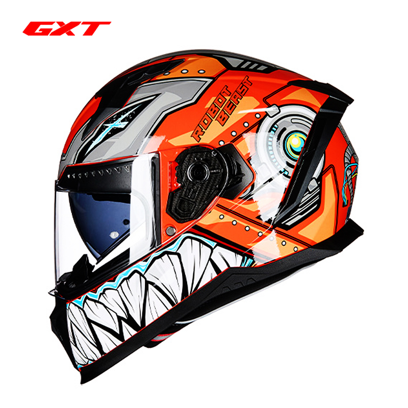 新款GXT摩托车头盔四季通用男女个性双镜片防雾全盔电动车安全帽