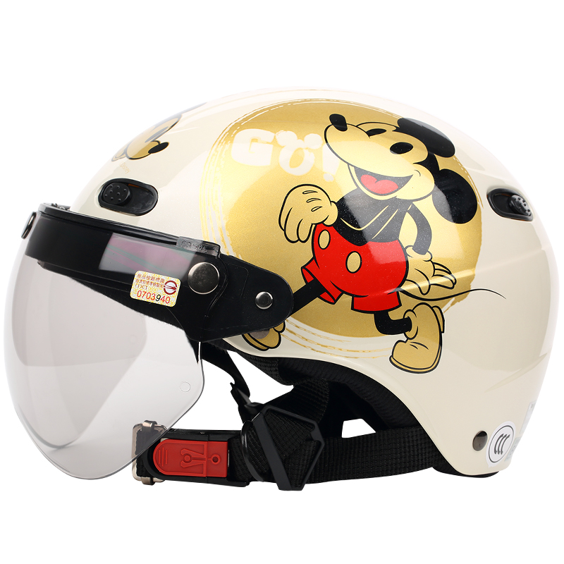 台湾EVO复古金米奇哈雷电动摩托车头盔男女安全帽防晒四夏季