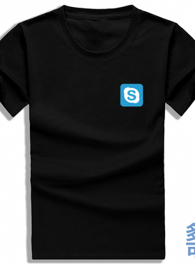 Skype标志logo符号图标男女打底全纯棉短袖t恤衫半袖上衣服