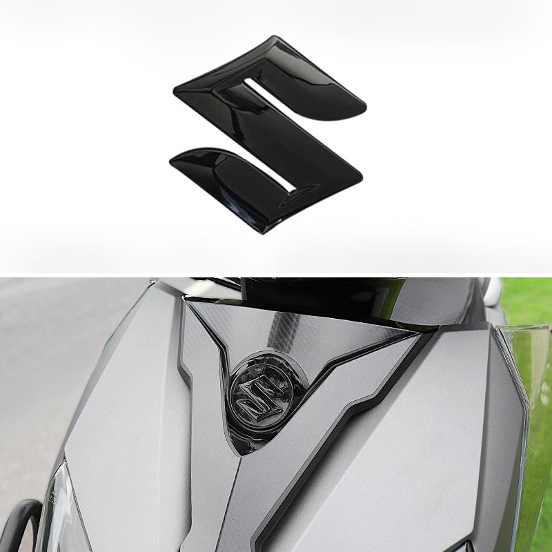 S标志适用铃木UY125标志踏板摩托车3D黑色立体贴纸黑化改装装饰贴