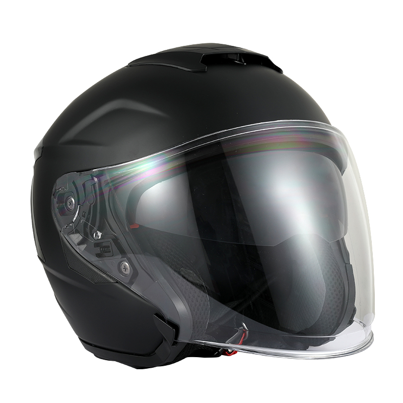 新3C认证摩托车头盔半盔男带蓝牙耳机内置灰四季大码双镜片四分之