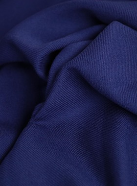 日本进口群青蓝斜纹柔软粗纺精纺亲肤纯羊毛面料 设计师服装布料