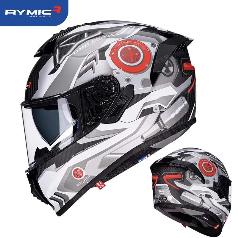 RYMIC睿觅全碳纤维头盔摩托车全盔男女机车跑车四季全盔3C安全帽