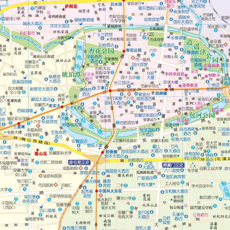 2024安徽省交通旅游图 合肥地图中国分省旅游地图系列交通景点16个地市中心城区图