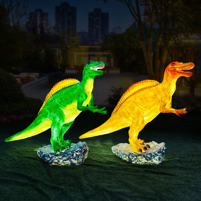 发光仿真恐龙雕塑户外园林景观玻璃钢大型侏罗纪主题公园动物模型