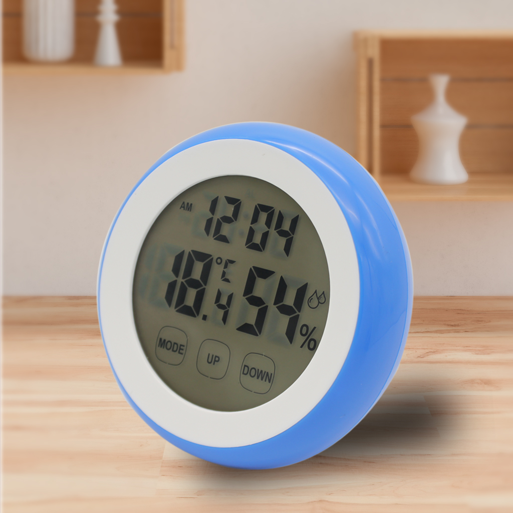 便携式简约磁吸式冰箱贴电子时钟温度计触屏可爱创意温度计闹钟