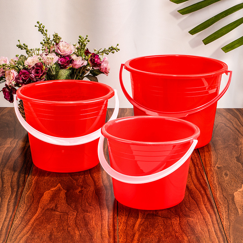 【塑料小红桶】喜蛋鸡蛋桶子红色提手带盖水桶油漆桶装草莓水果盆