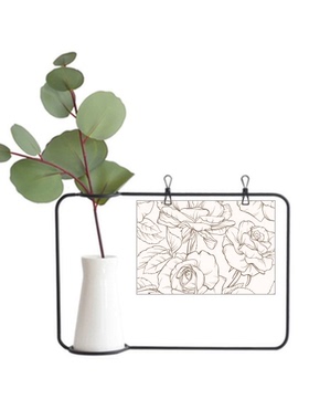 线描植物手绘花卉金属相框陶瓷花瓶装饰
