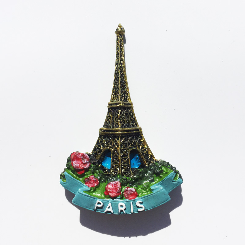 法国巴黎埃菲尔铁塔立体旅游纪念装饰工艺品 树脂彩绘磁铁冰箱贴