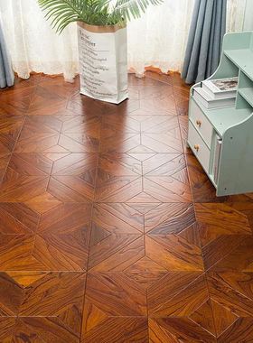 厂中式装修方块方形传统风格方砖多层实木复合榆木艺术拼花木地板