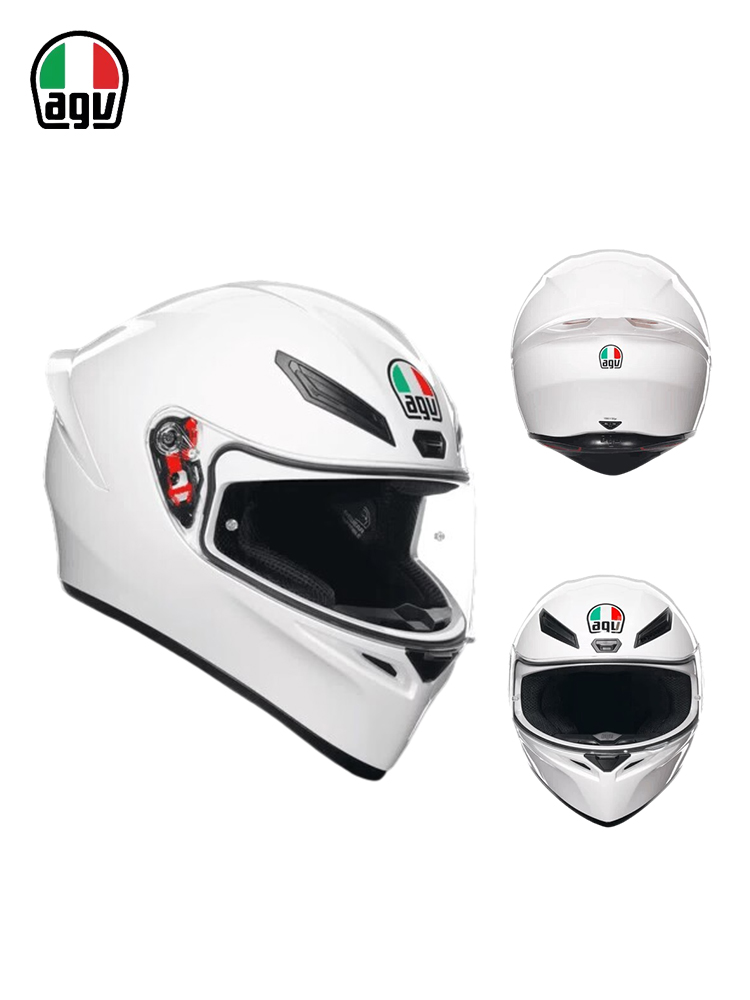 AGV全盔新款AGV-1S摩托车头盔男机车女赛车防雾跑盔广哑黑角KK1