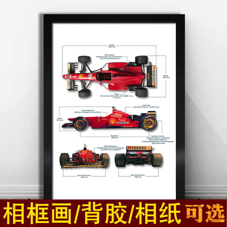 F1赛车海报摩托车手机车爱好者现代装饰挂画餐厅卧室墙贴壁纸自粘