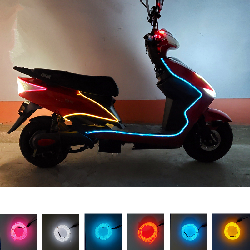 电动摩托车led冷光条防水爆闪装饰灯鬼火踏板车导光彩灯改装通用