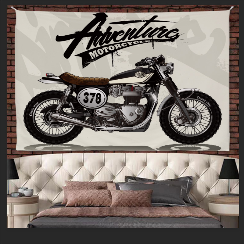 美式摩托车复古风挂布卧室装饰房间个性酒吧民宿布置氛围感背景布