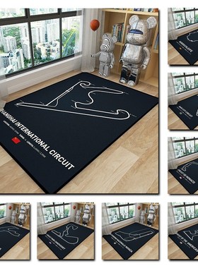 F1赛车模拟器赛道地毯纽北地图床边摩托车停车长方形竖向防滑地垫