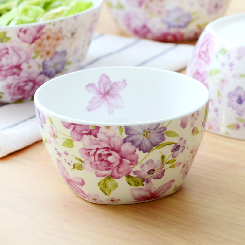 骨瓷餐具陶瓷碗家用吃饭饭碗瓷碗汤碗面碗韩式花纹方碗创意方形碗