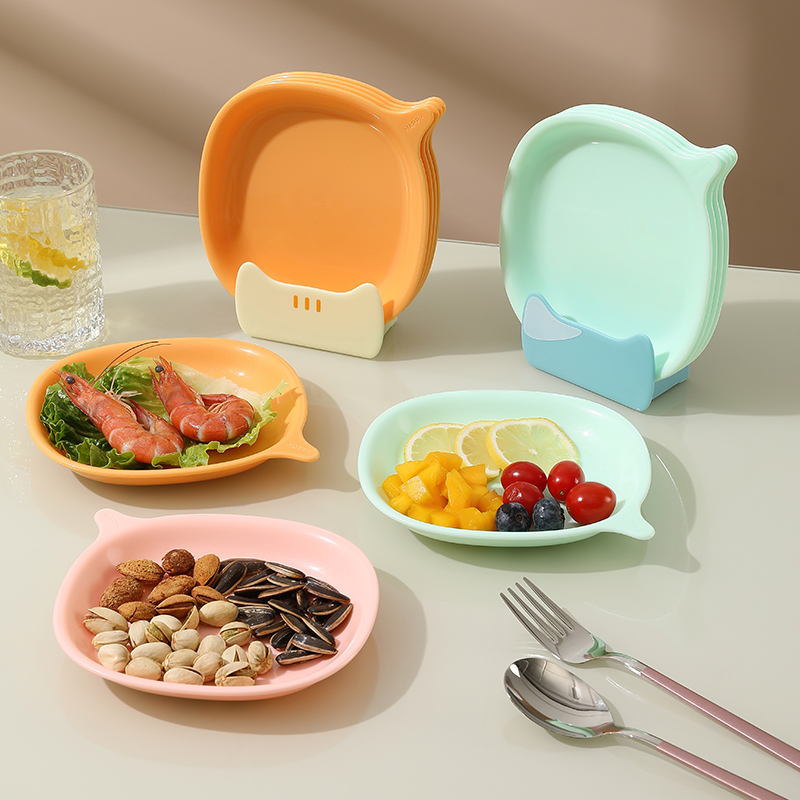 卡通吐骨头盘碟家用塑料餐桌放菜碟食品级水果盘桌面小菜碟垃圾盘