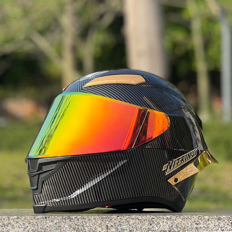 NITRINOS摩托车赛车头盔跑盔个性酷男女3C证四季碳纤纹大尾翼安全