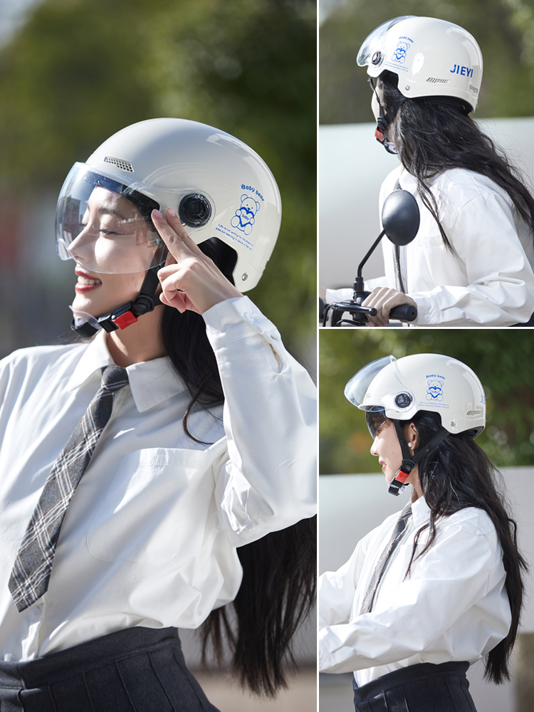 结义3C认证电动摩托车男女士头盔夏季防晒四季通用半盔骑行安全帽