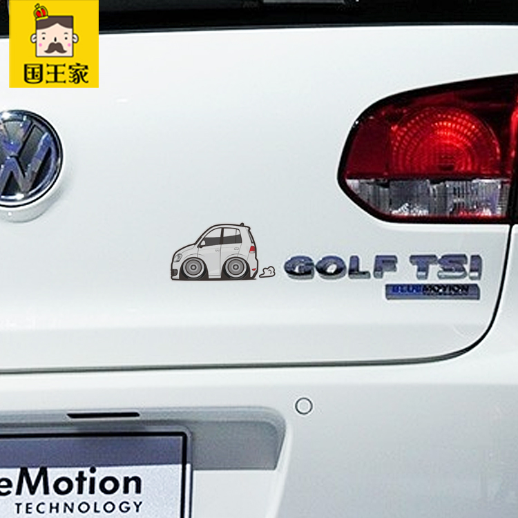 高尔夫6卡通车身贴纸 小钢炮GTI贴画 第六代GOLF油箱盖Q版小车贴