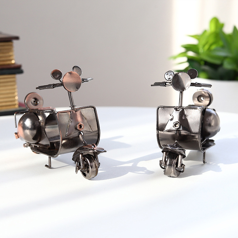 复古创意铁艺踏板摩托车模型摆件 家居装饰金属工艺礼品礼物摆件