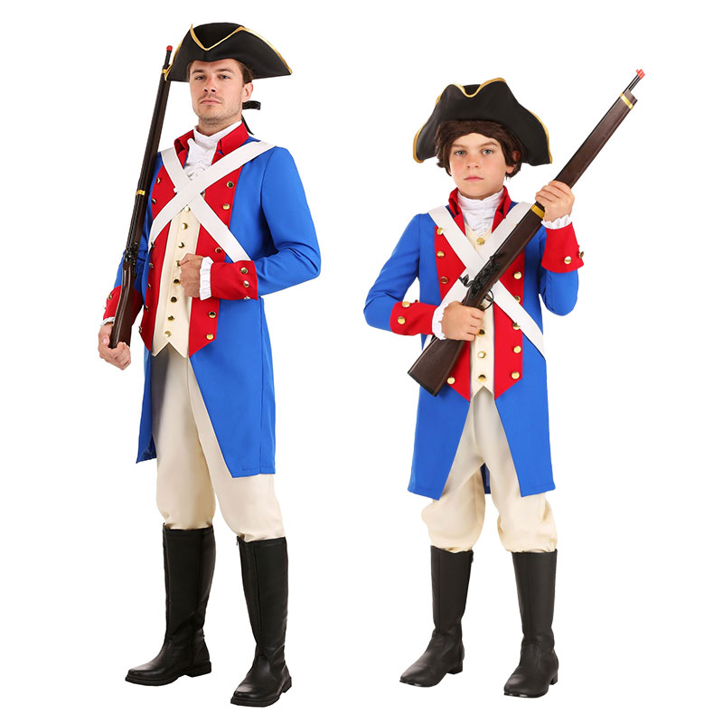 万圣节儿童节舞台表演演出成人儿童美国革命战士士兵将军军官服装