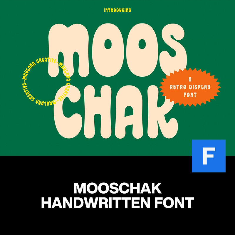 Mooschak趣味可爱创意卡通品牌logo海报pop广告标题手写英文字体