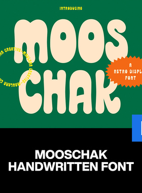 Mooschak趣味可爱创意卡通品牌logo海报pop广告标题手写英文字体