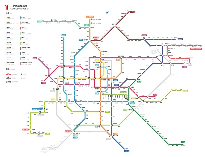 2024新版广州地铁线路图交通出行图挂图规划图地铁换乘示意图海报