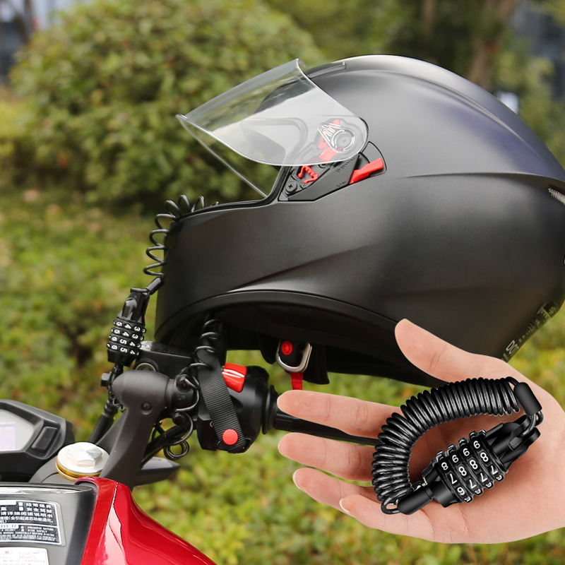摩托车头盔锁电动自行车防盗锁山地公路车密码锁便携钢丝锁钢缆锁