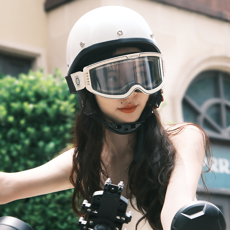 摩托车头盔男女哈雷摩托电动机车摩旅夏季越野ABS复古半盔3C认证